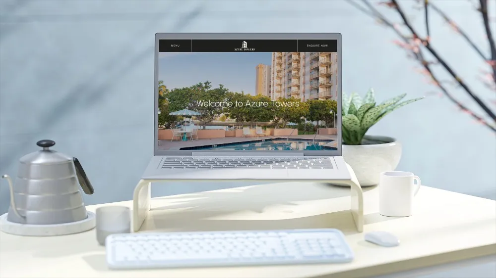 Azure Tower website viewing on laptop