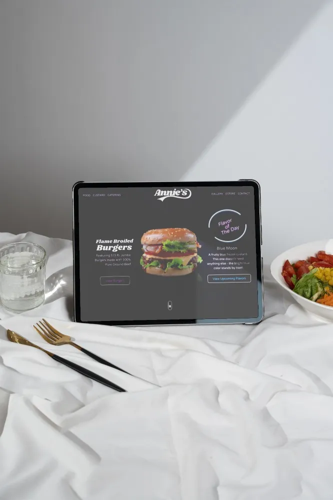 Annies burger website viewing on tablet