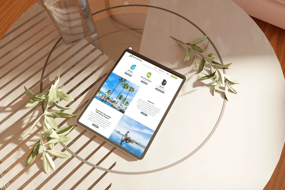 Diamond Palm website viewing on black tablet