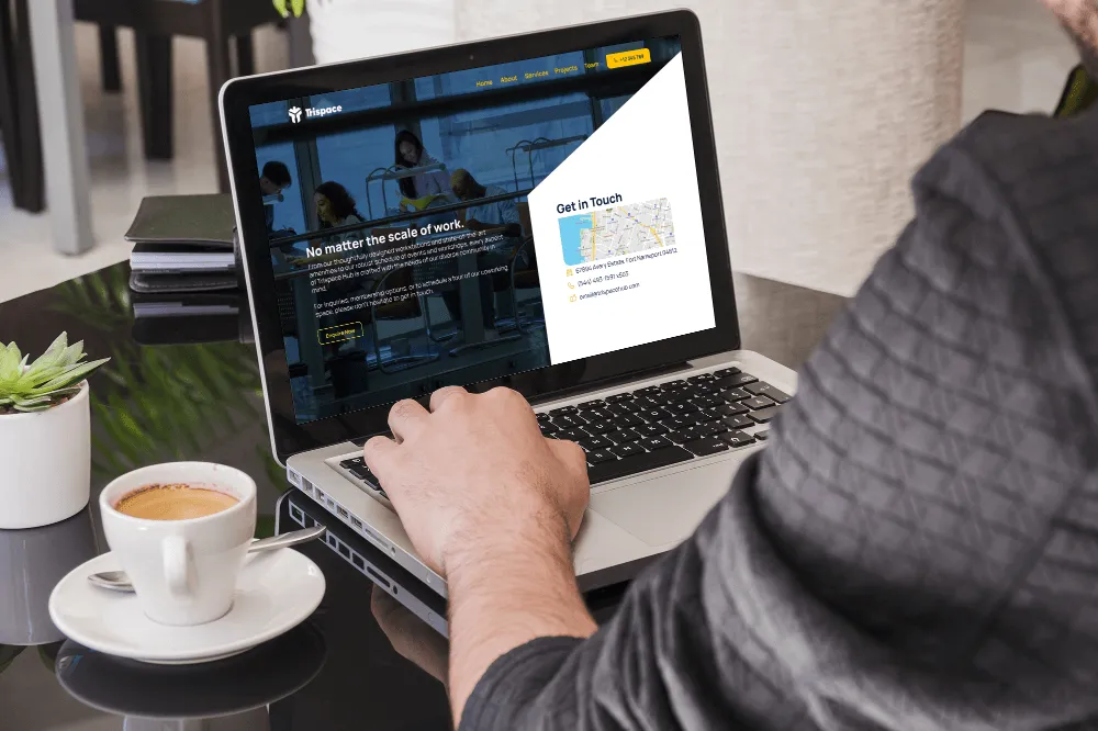 Trispace Hub website viewing on laptop with user