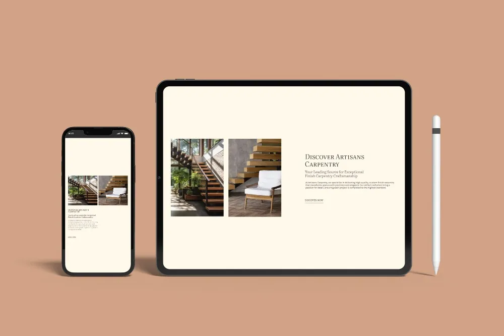 Artisan website section viewing in tablet, and mobile phone