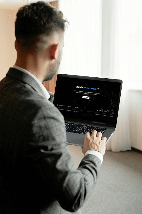 Perfomance Hub website on computer holding by user